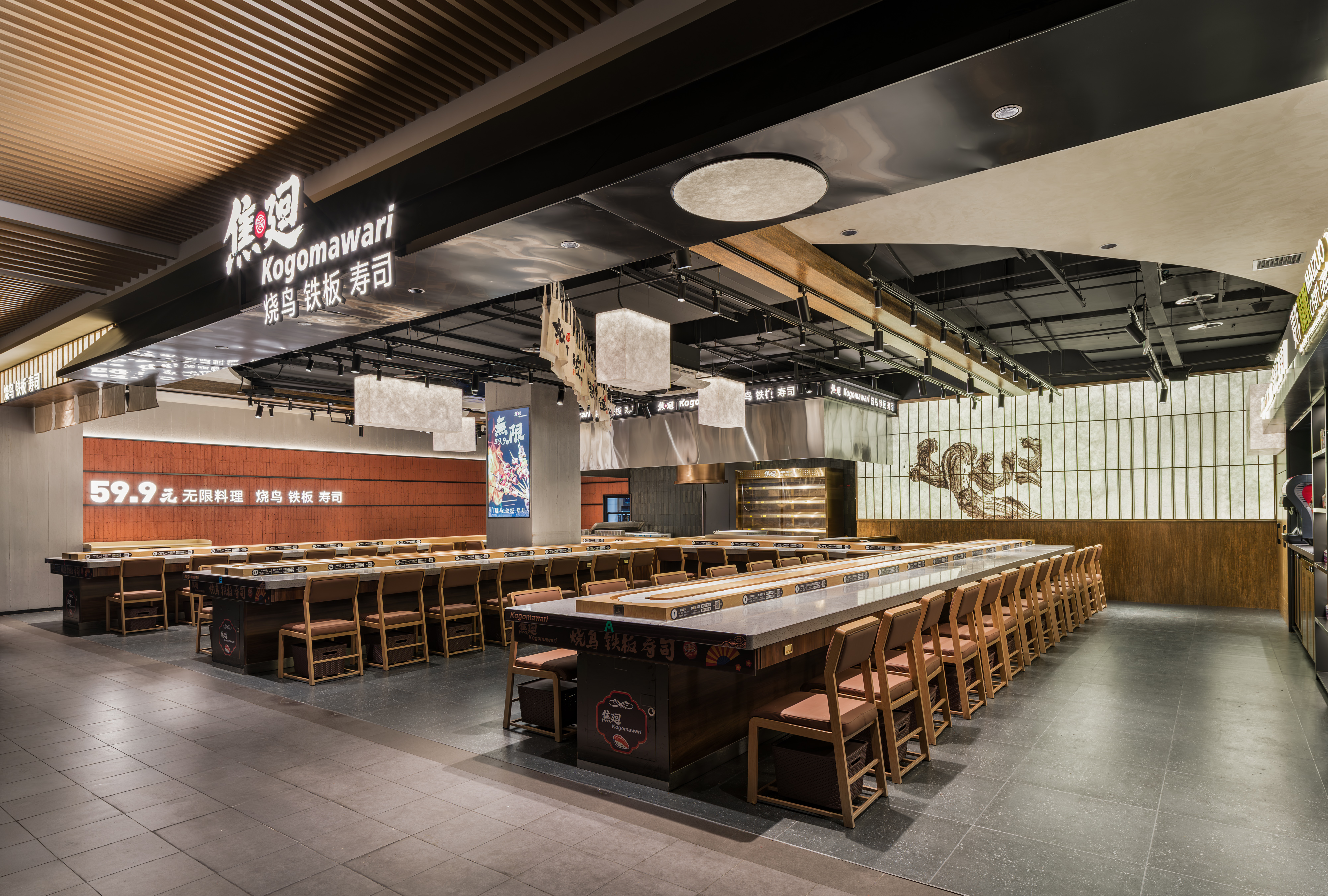 焦廻·烧鸟铁板料理自助餐厅设计,侘寂风禅意场景空间设计【艺鼎新作】